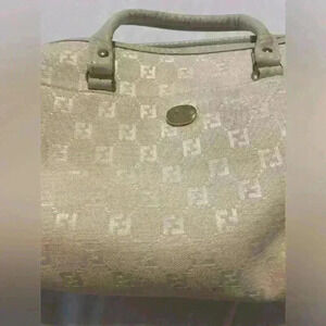 Vintage canvas handbag cream color